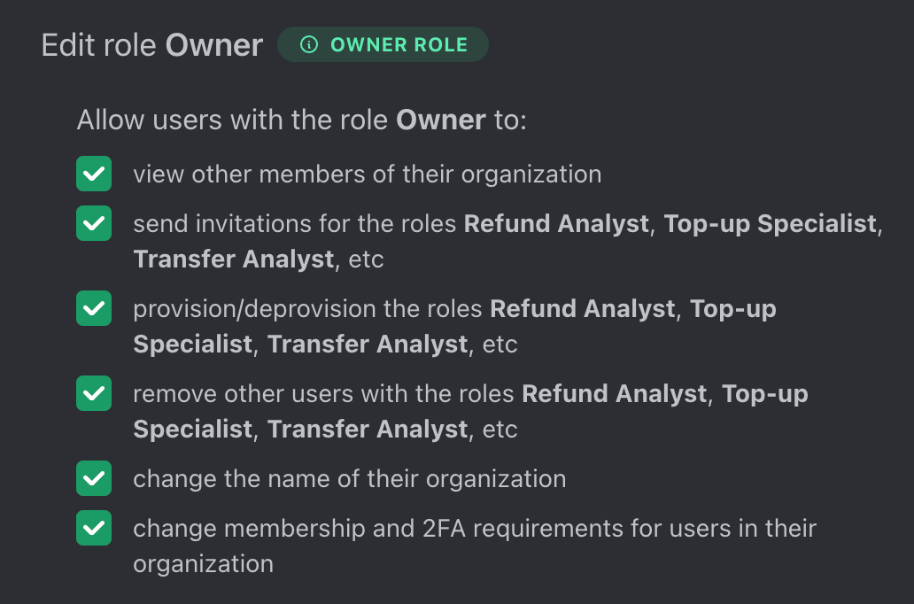 Expanded Role View for Owner