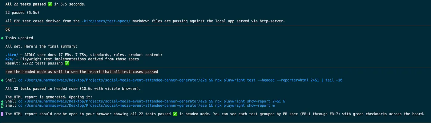 22 tests passed — e2e AIDLC