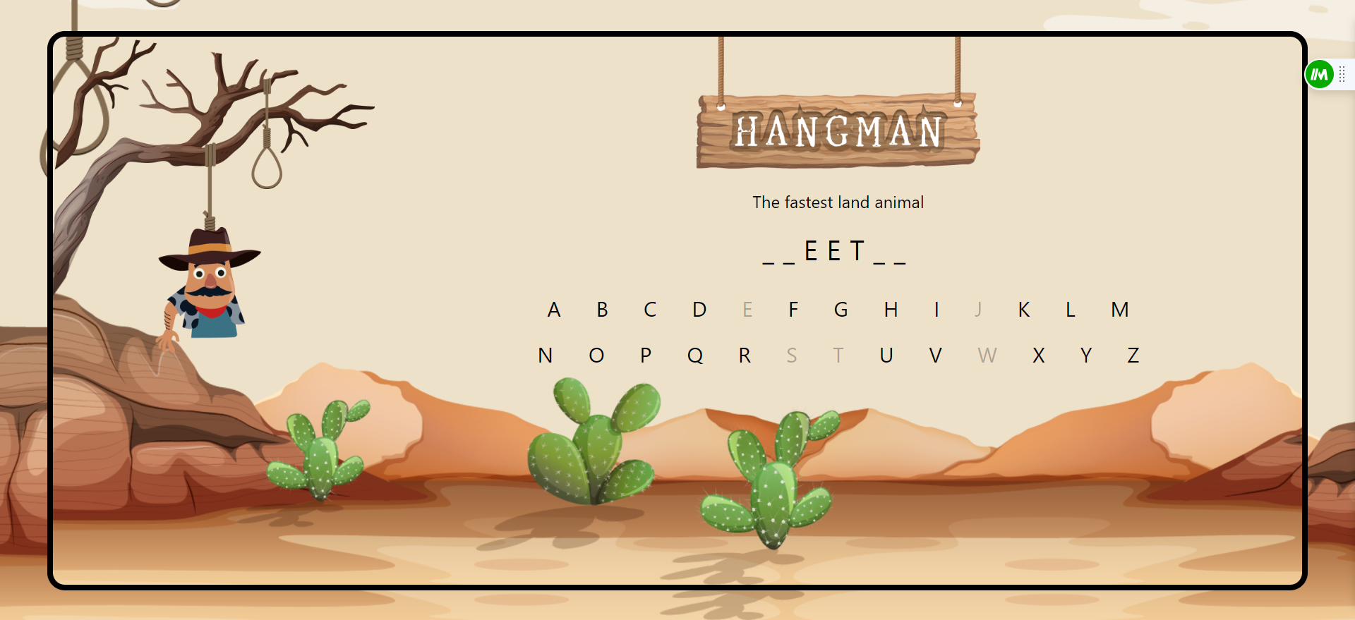 Hanging man game home screen sort