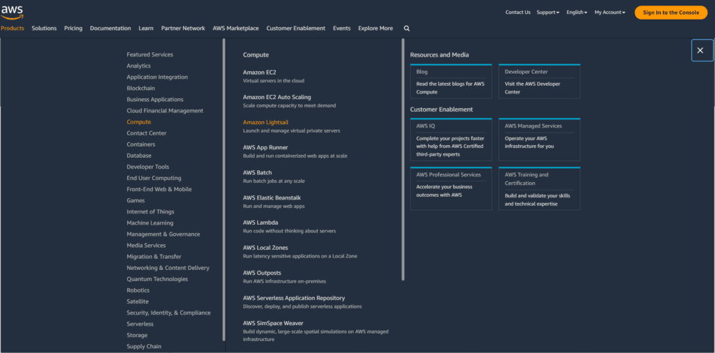 AWS offers a plethora of services (200+ services)