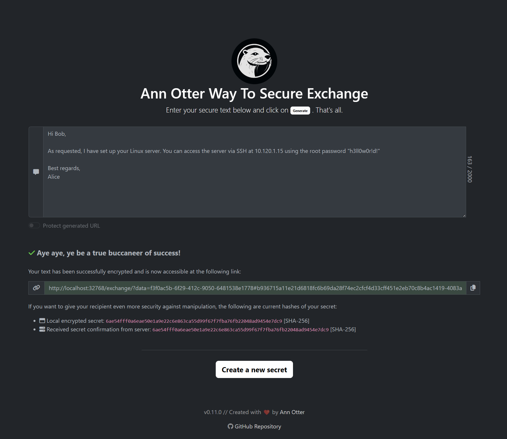 Example of Secure Exchange