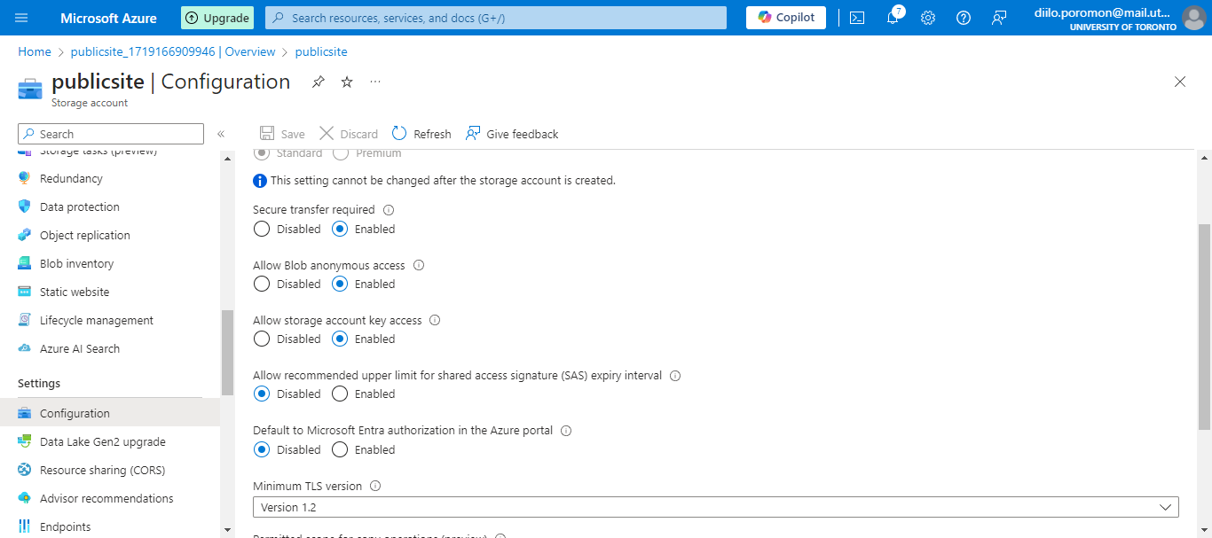 allow blob anon access