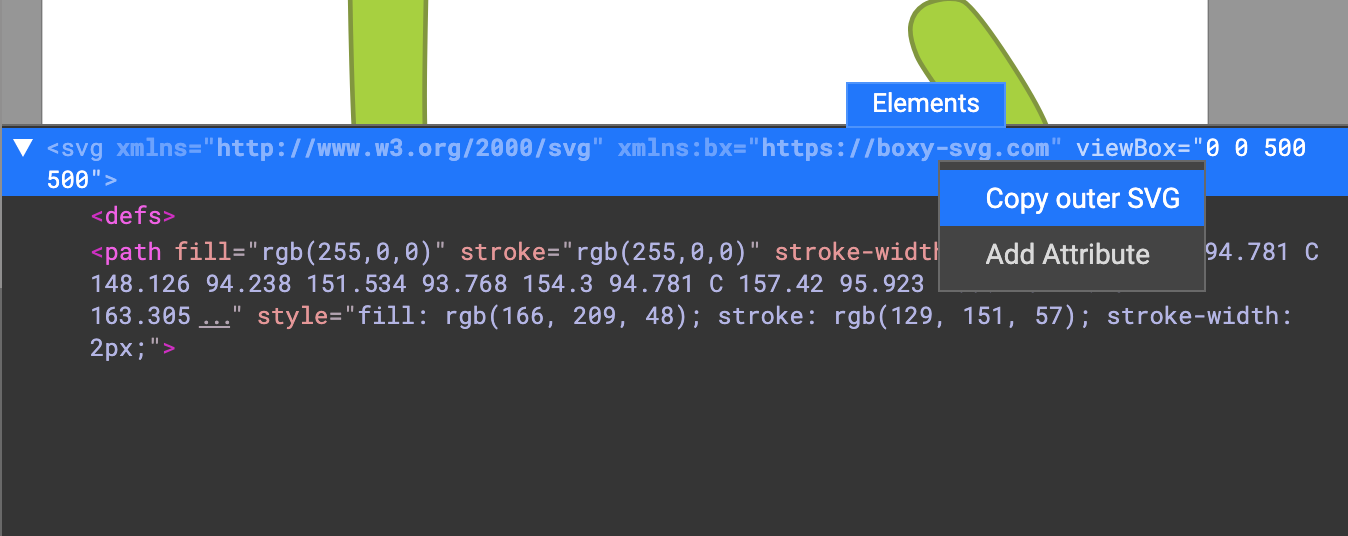 Copying the raw svg output