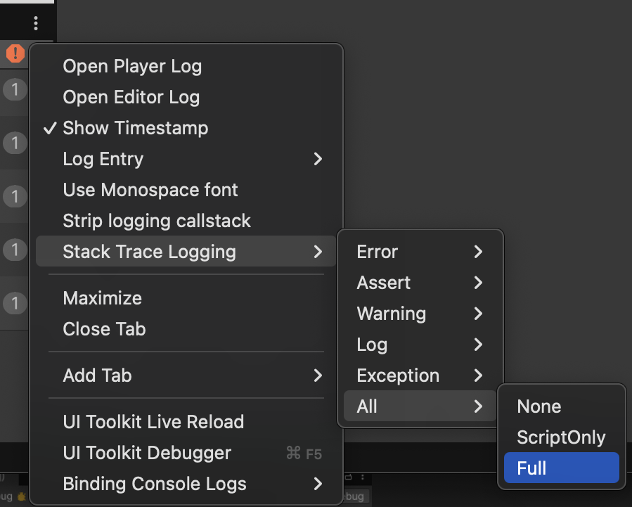 Stacktrace Logging Level