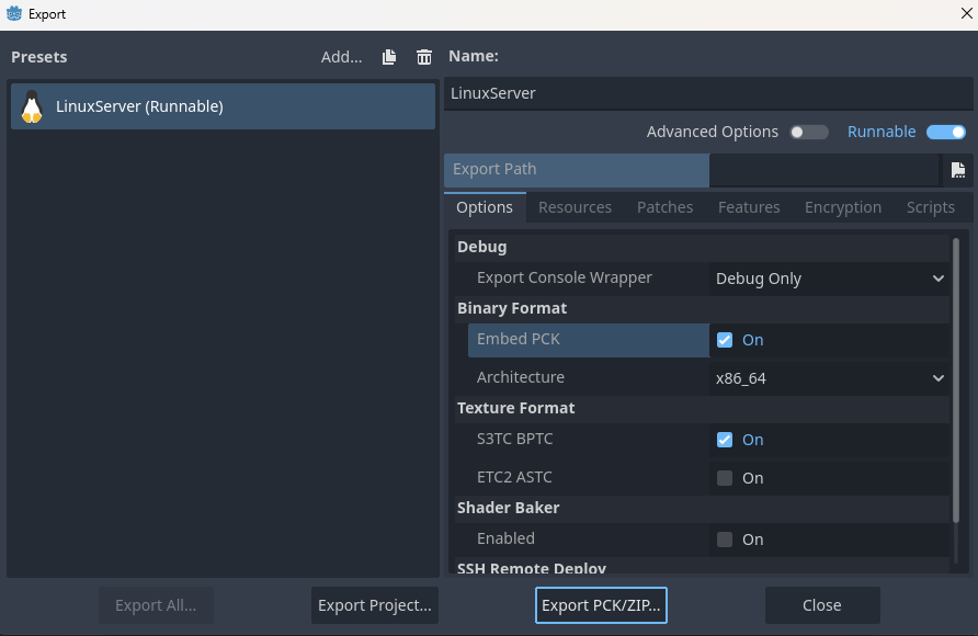 Linux 내보내기 설정