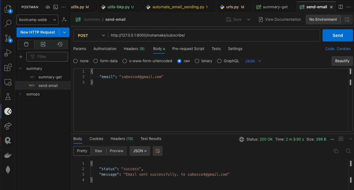 running with Postman