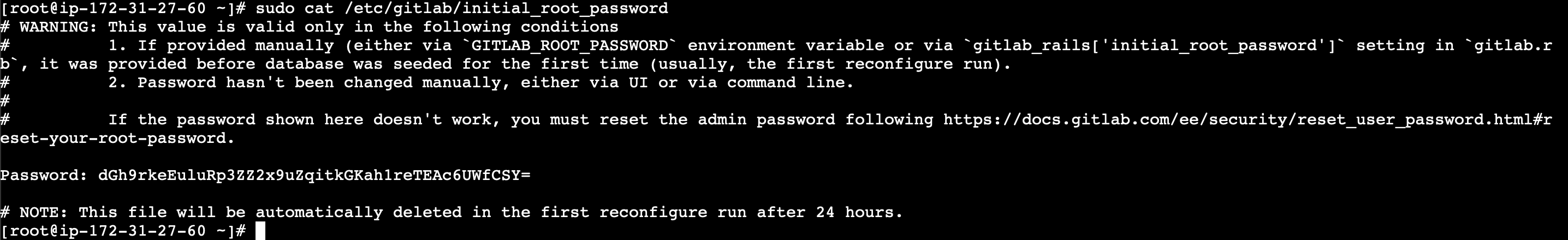 Ejemplo contraseña root inicial