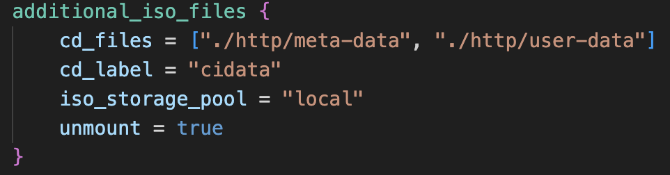 Screenshot of HCL2 config displaying unmount field
