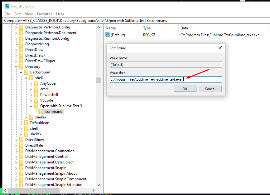 Path to sublime_text.exe with full stop