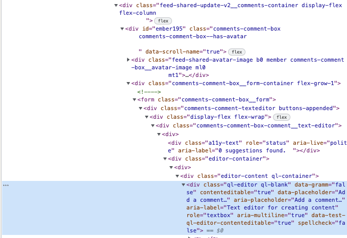 HTML comment element