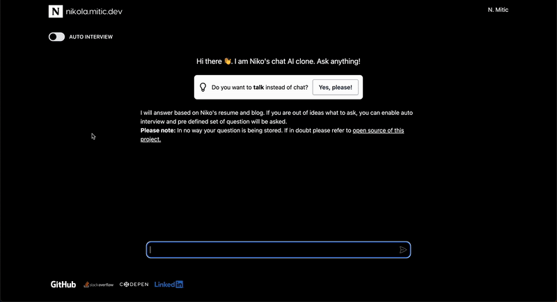 Ai clone chat interface