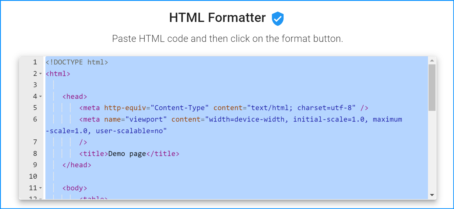Html formatter