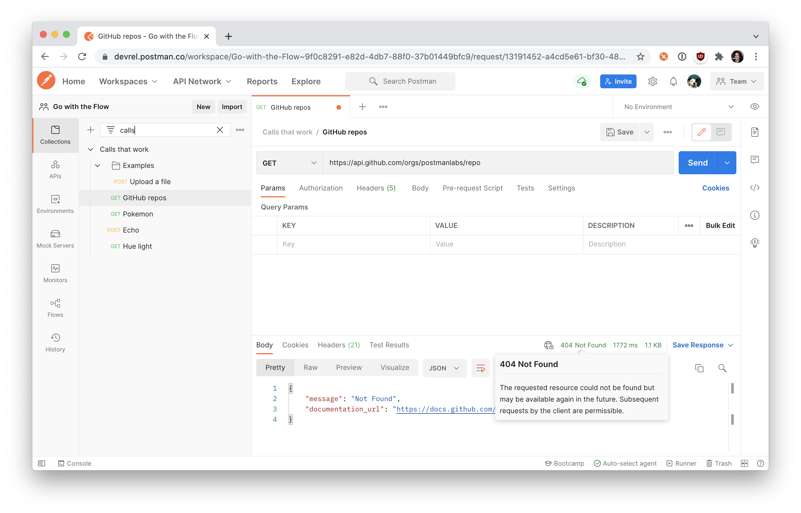 404 error code in Postman