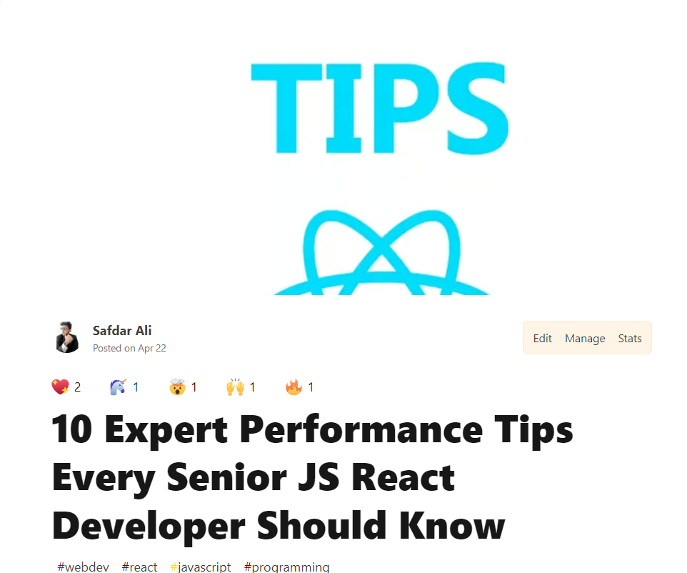 https://dev.to/safdarali/10-expert-performance-tips-every-senior-js-react-developer-should-know-10jd