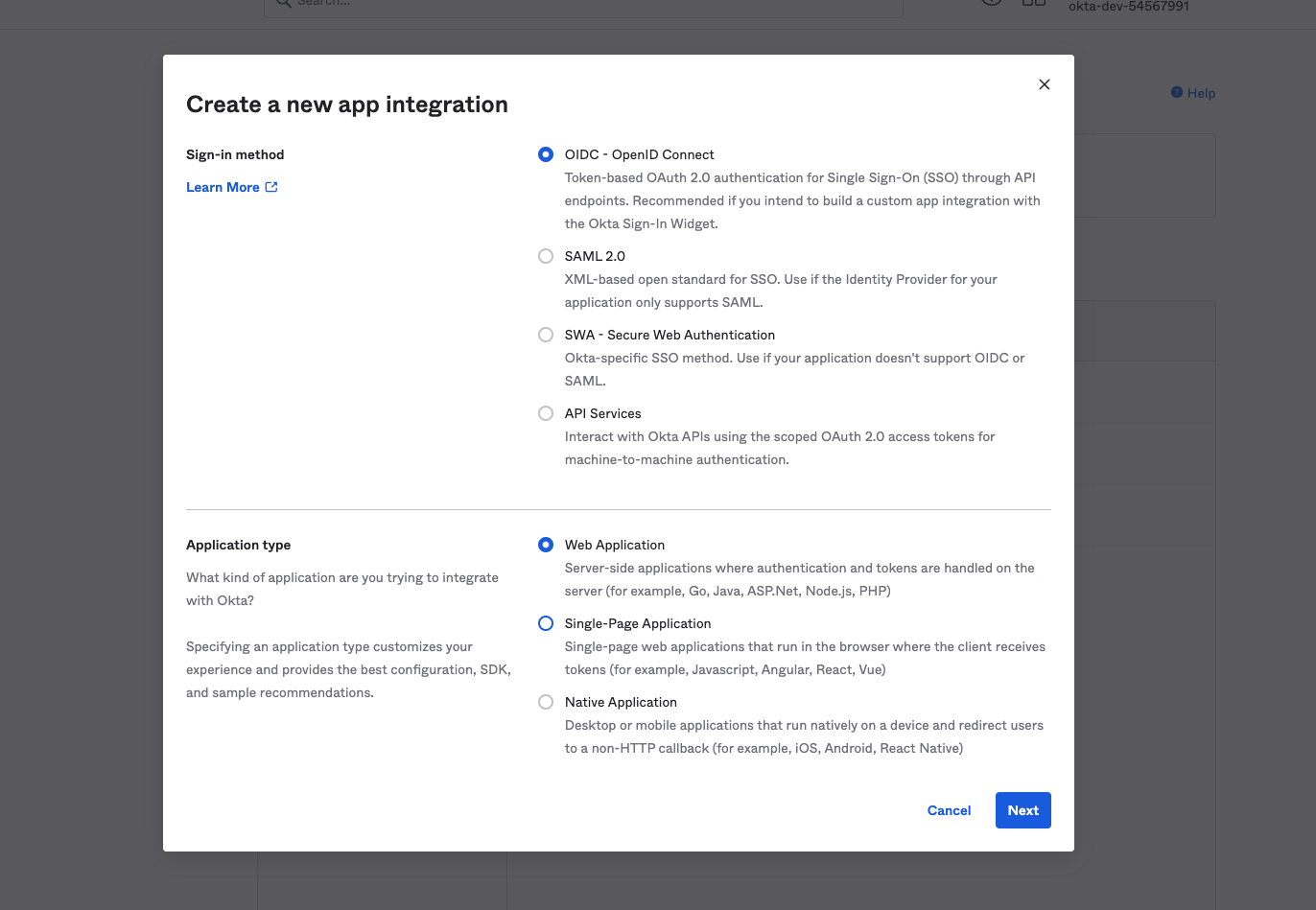 Sign-in method Selection