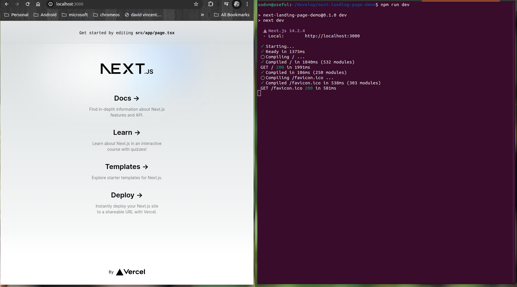 nextjs running on my development machine
