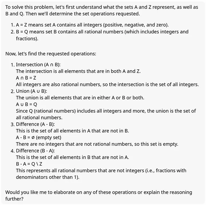 Claude solution of set operation problem 2