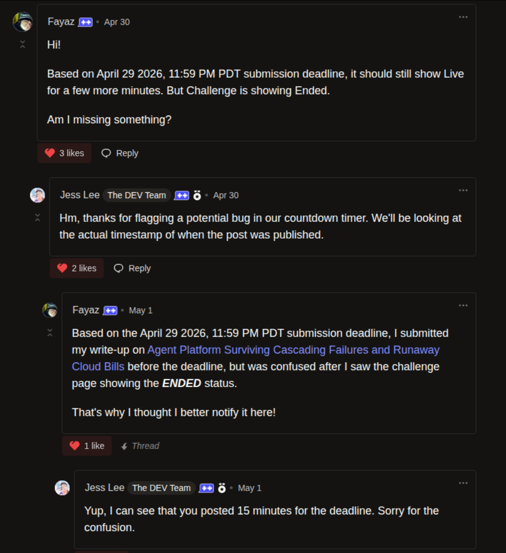 Conversation with Dev management