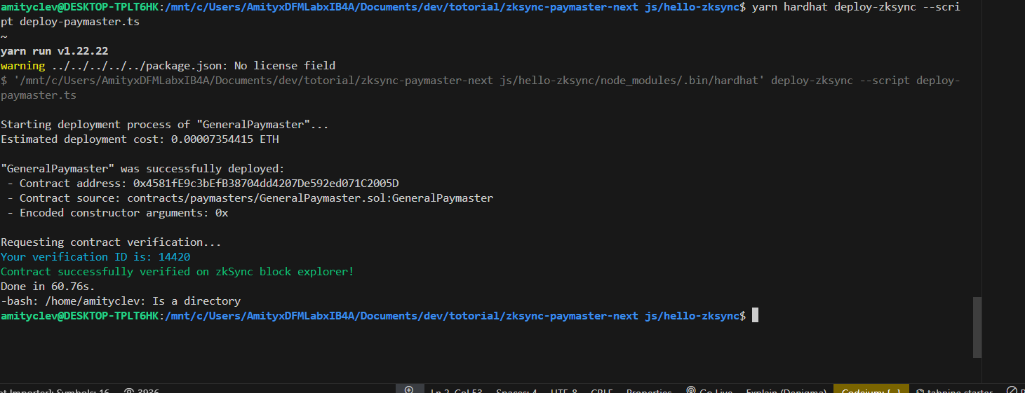 nextjs with paymaster zksync