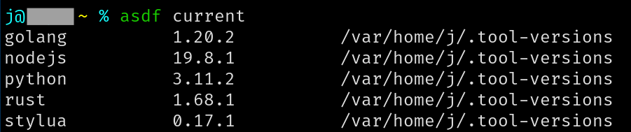 asdf on the terminal
