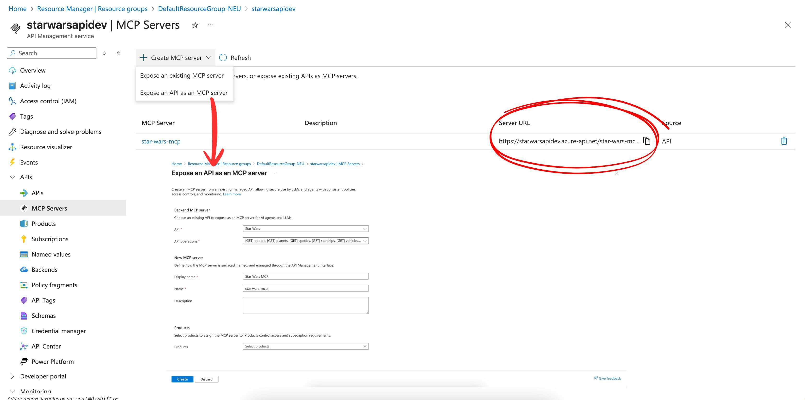 Create MCP Server via Azure API Management