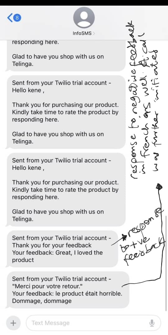 automated response to customer's feedback. If feedback is negative, escalate via a call