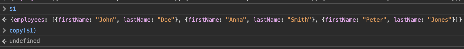 Copy Command in Safari Console
