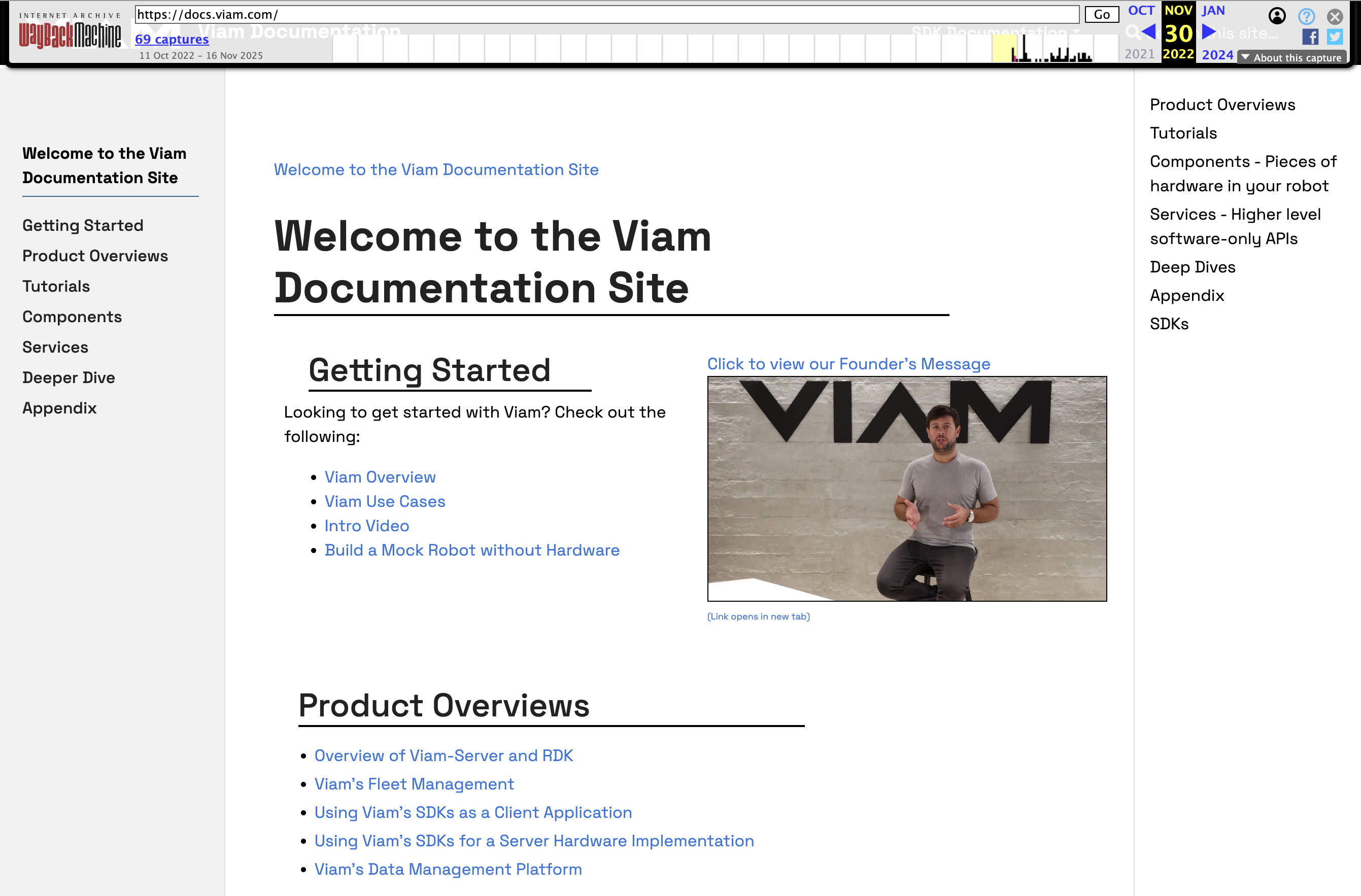 The front page of the docs as they were 3 years ago