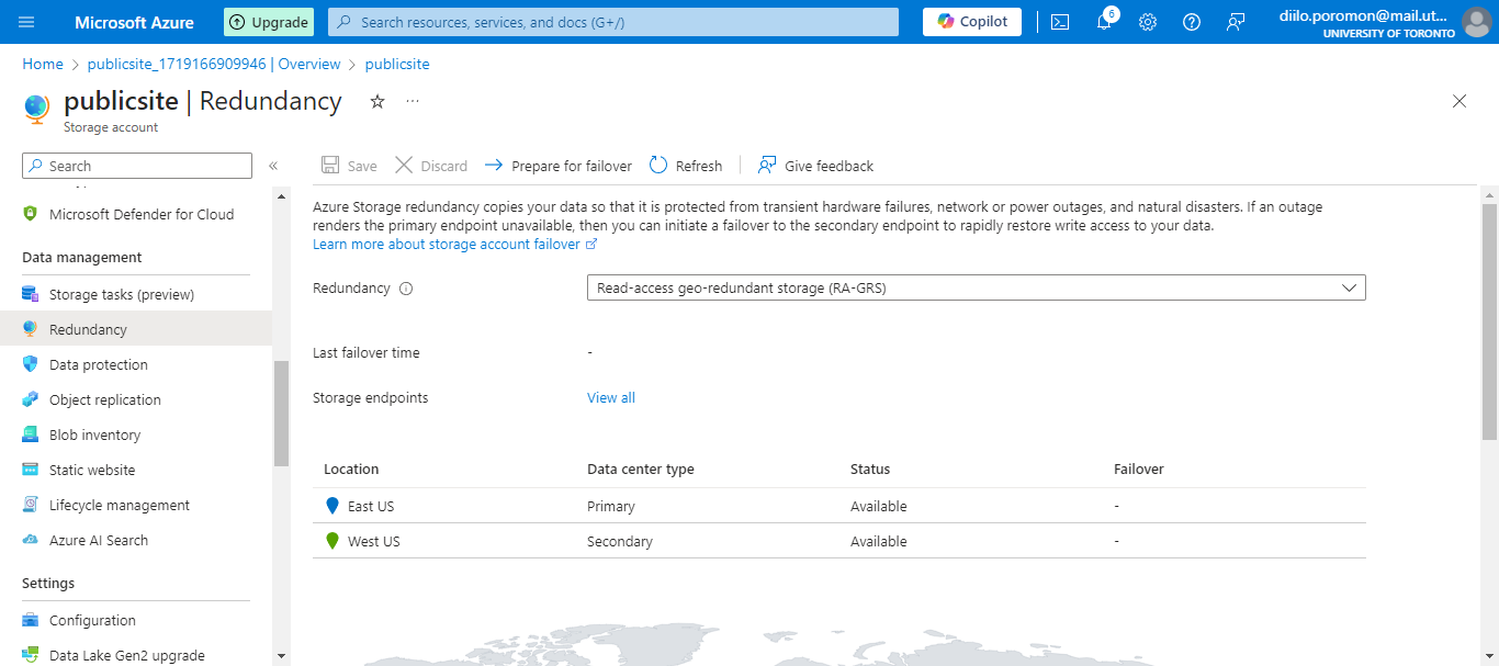 Geo redundant storage