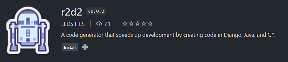 Imagem da loja do VSCode com a extensão aberta