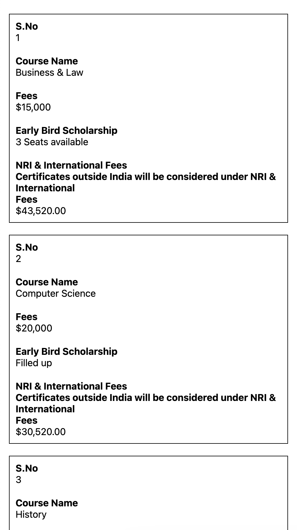 Table generated from above code block's effect on mobile