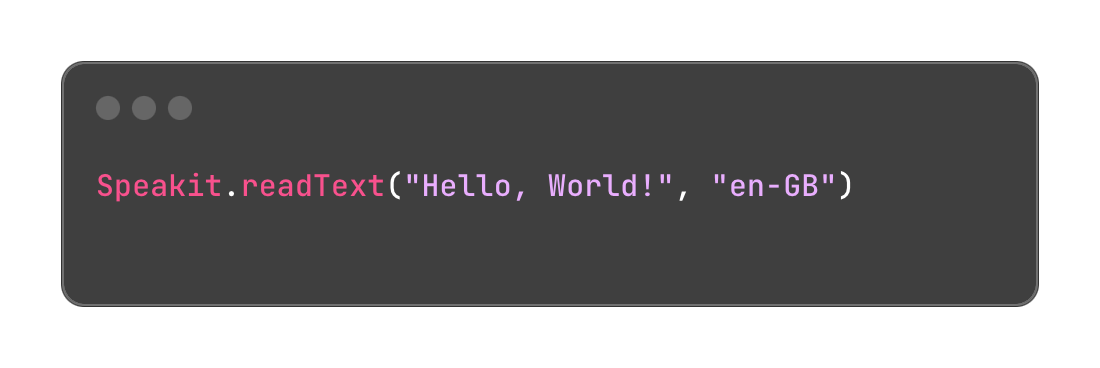Speakit JS in one line of code