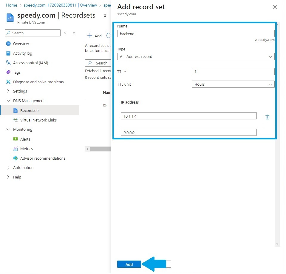 Adding the record set