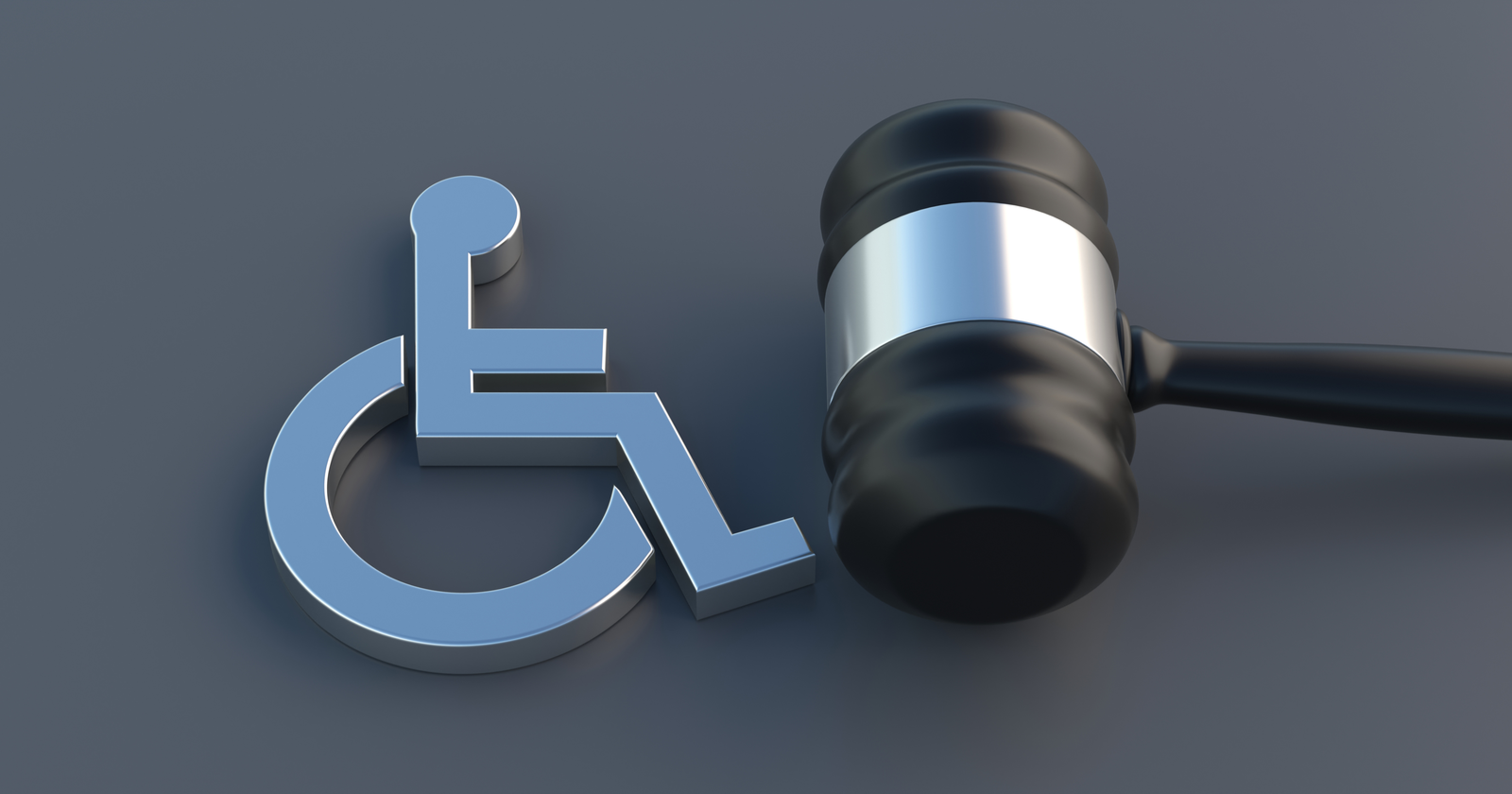 accesibility logo and a judge gavel