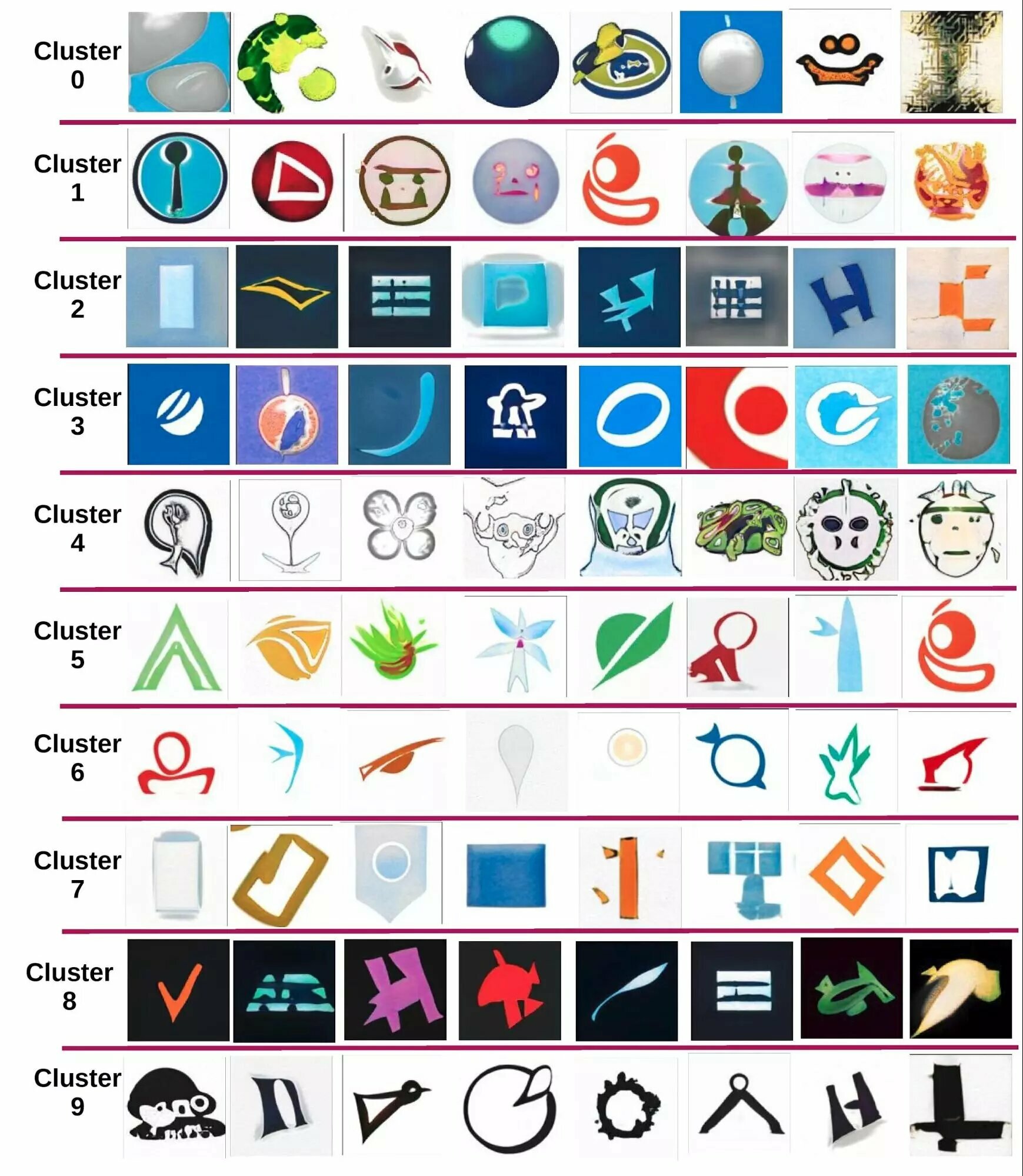 Conditional Image Generation on 10 Image Clusters