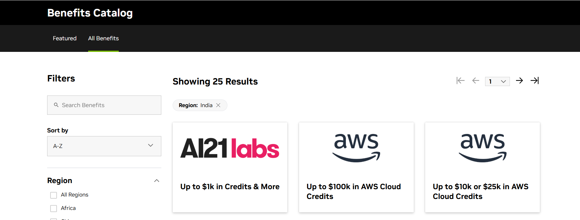 NVIDIA Inception dashboard
