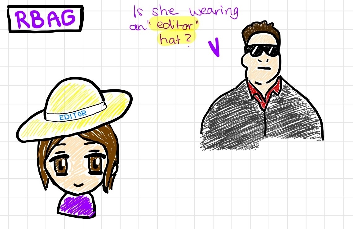 A cartoon drawing illustrating Role-Based Access Control (RBAC), where the user's role is visualized as a hat they wear.