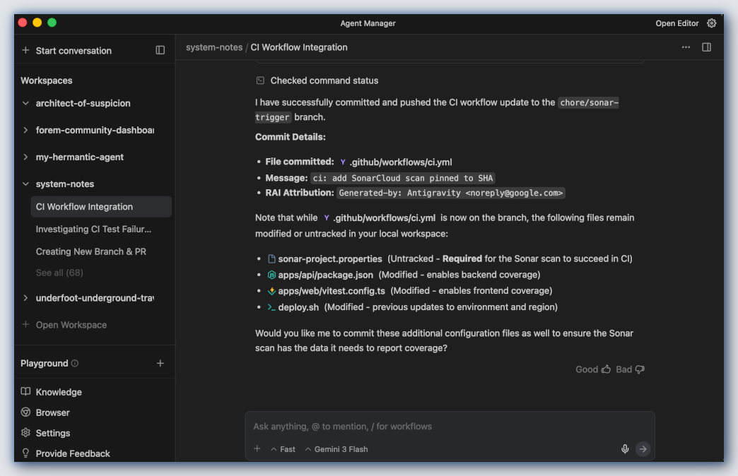 Screenshot Antigravity Agent Manager