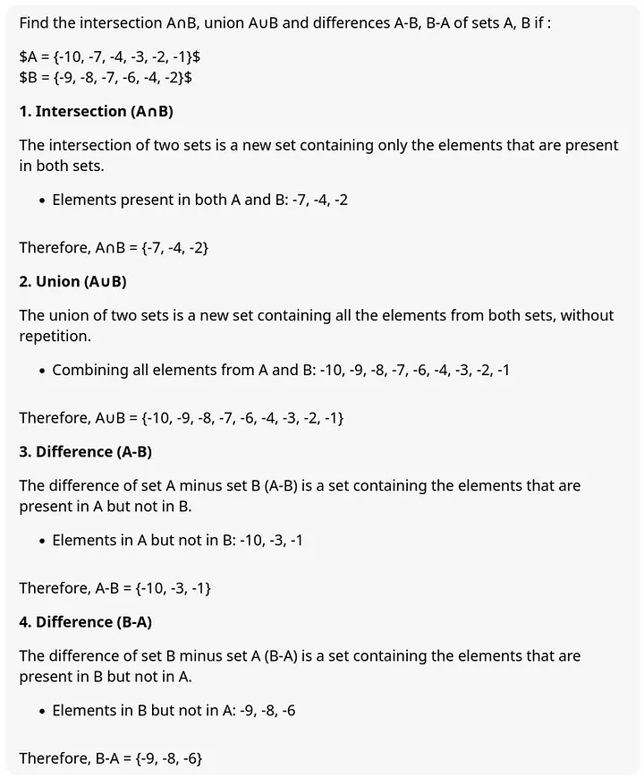 Gemini solution of set operation problem 1