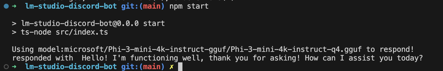 Example response from LM Studio
