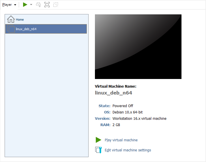 VM in list