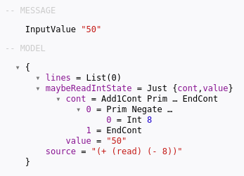 The state of model when the UI for Ch1: L_Int has an input of 50
