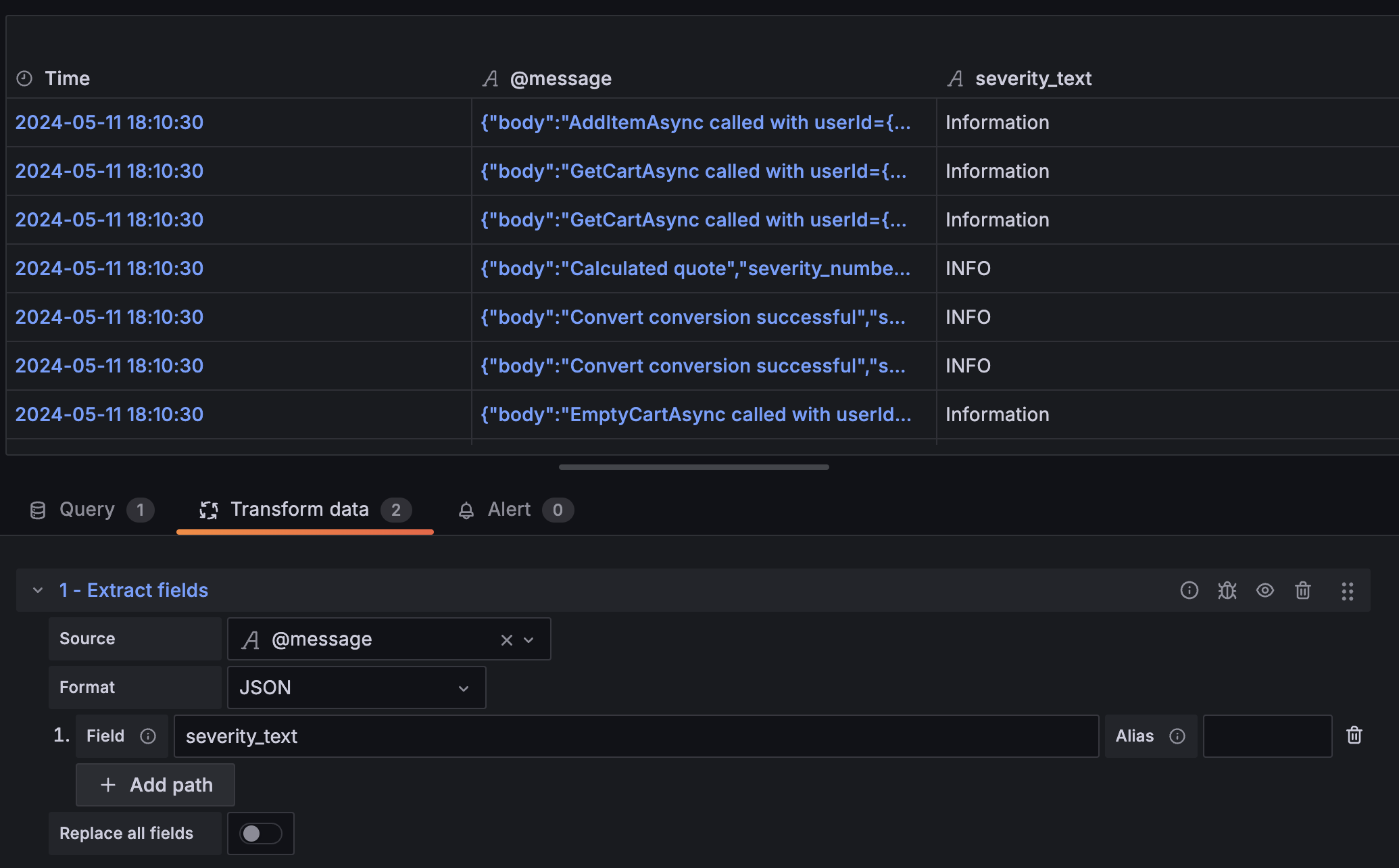 JSON transformation