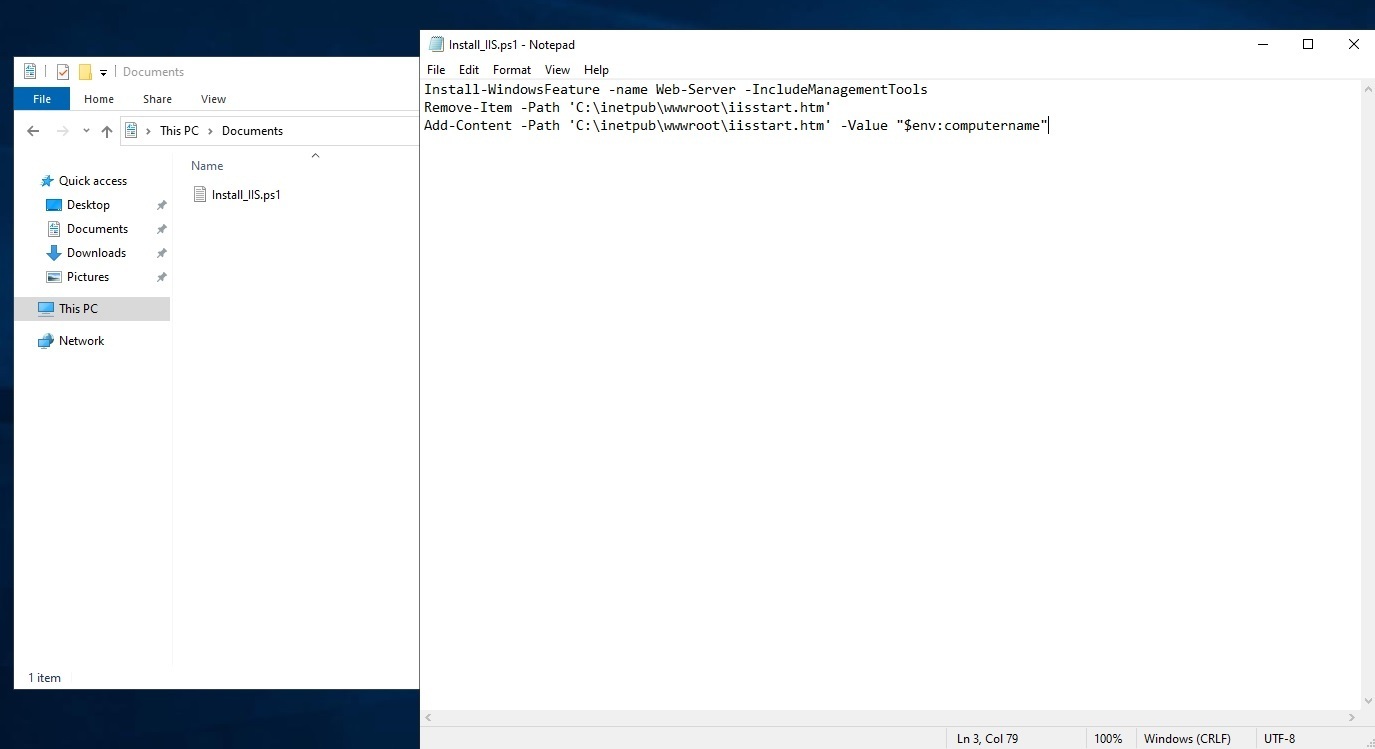 Pasting the script into a text document