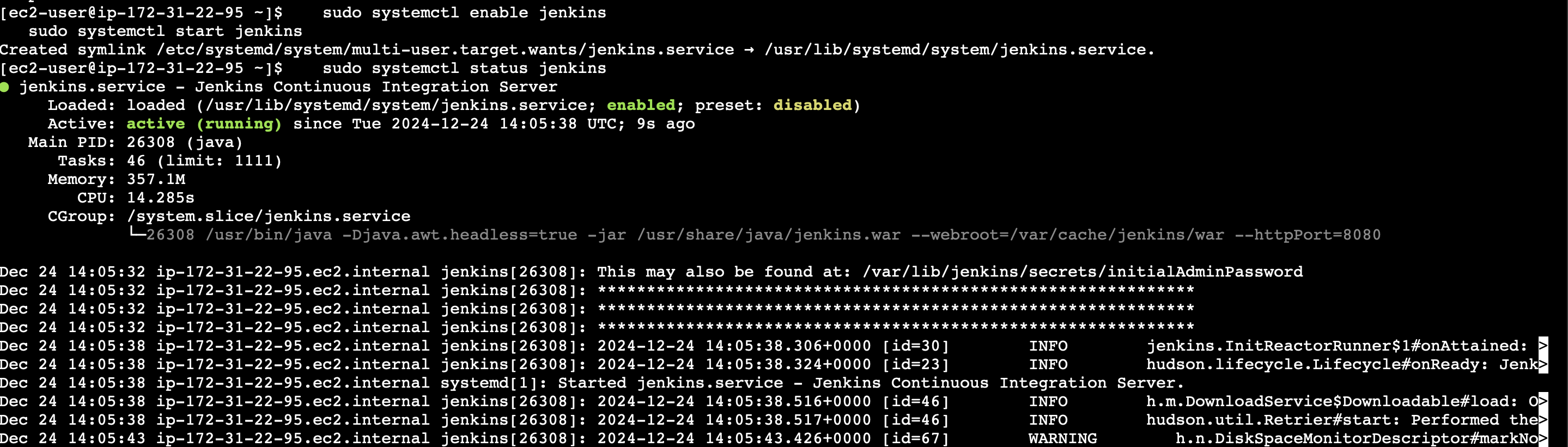 Estado del servicio Jenkins