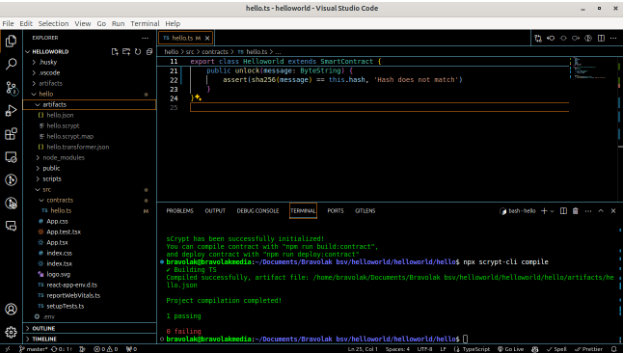 Diagram showing successful generation of artifacts/hello.json file