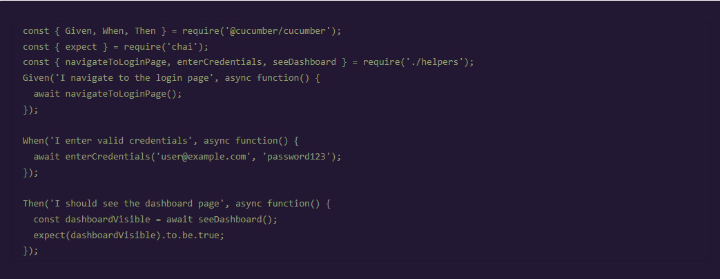 登录步骤定义示例