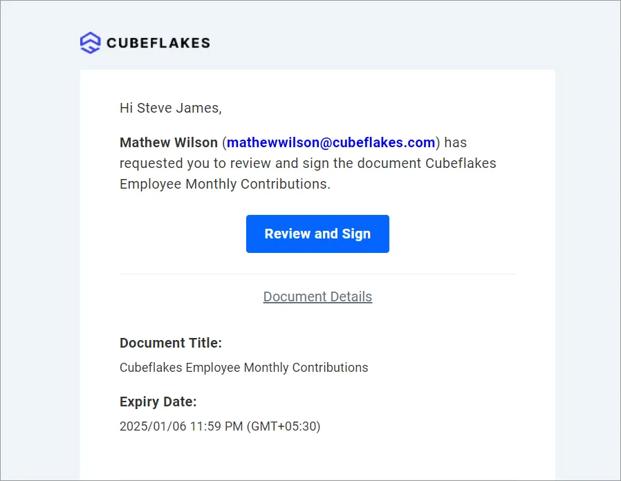 Email signature request