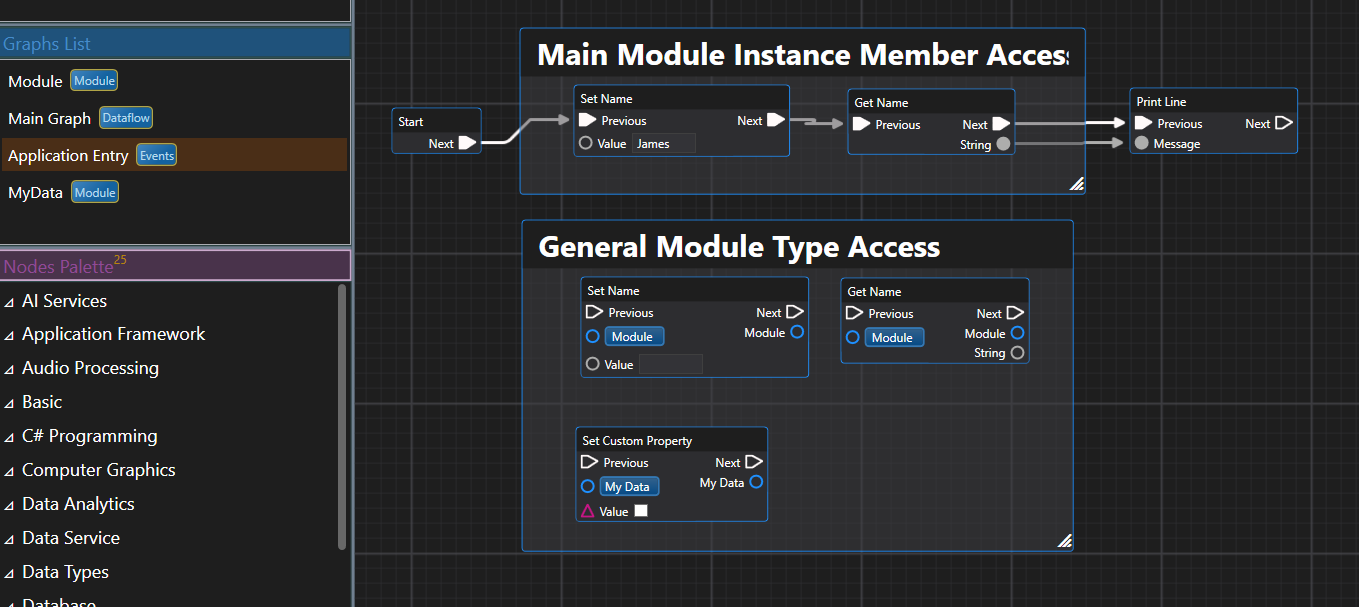 Module Scoped Instance Node in Divooka - Events Context