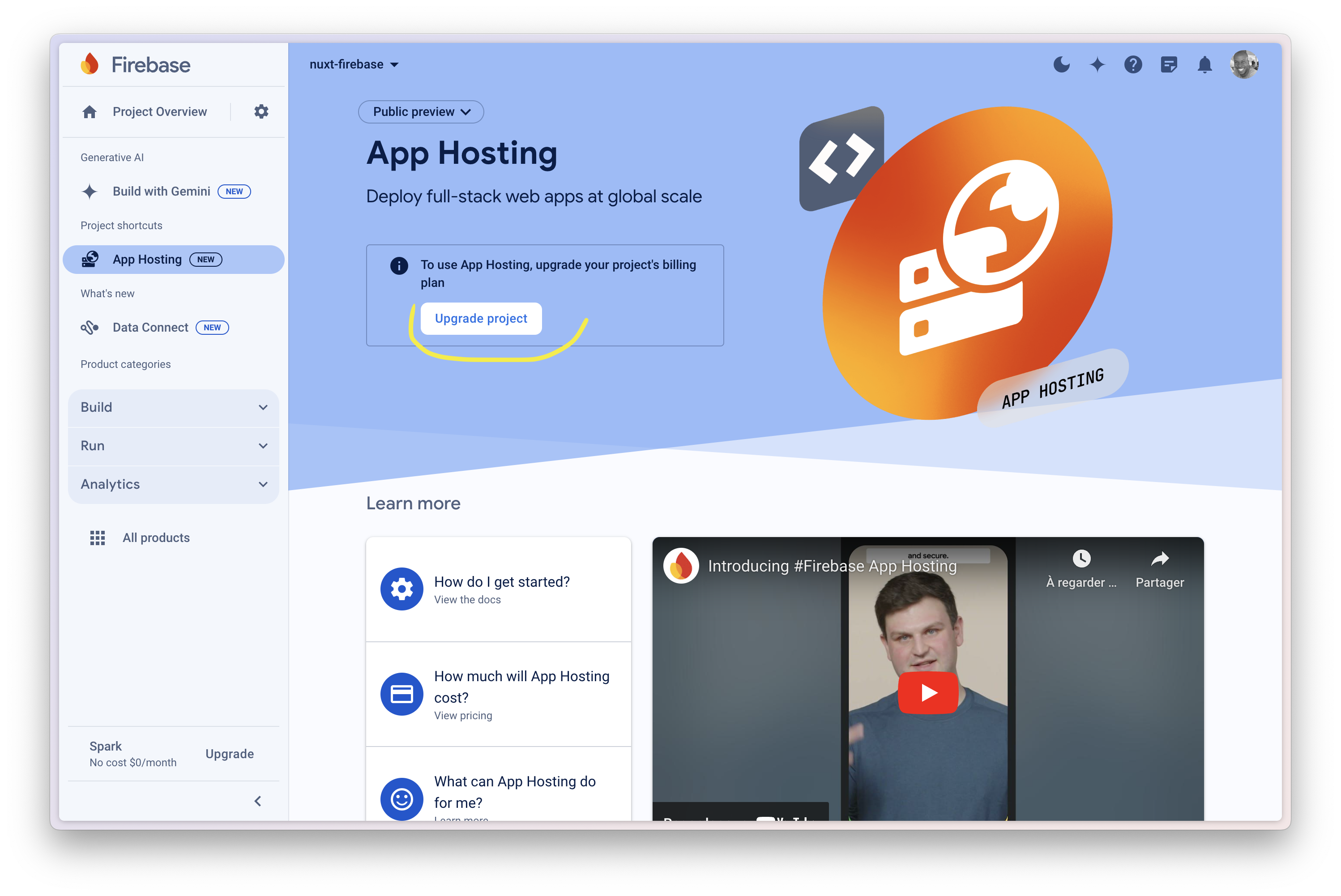 Firebase Console - App Hosting